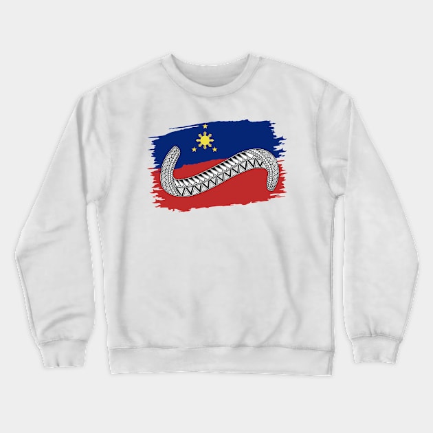 Philippine Flag Tribal line Art / Baybayin word HA Crewneck Sweatshirt by Pirma Pinas